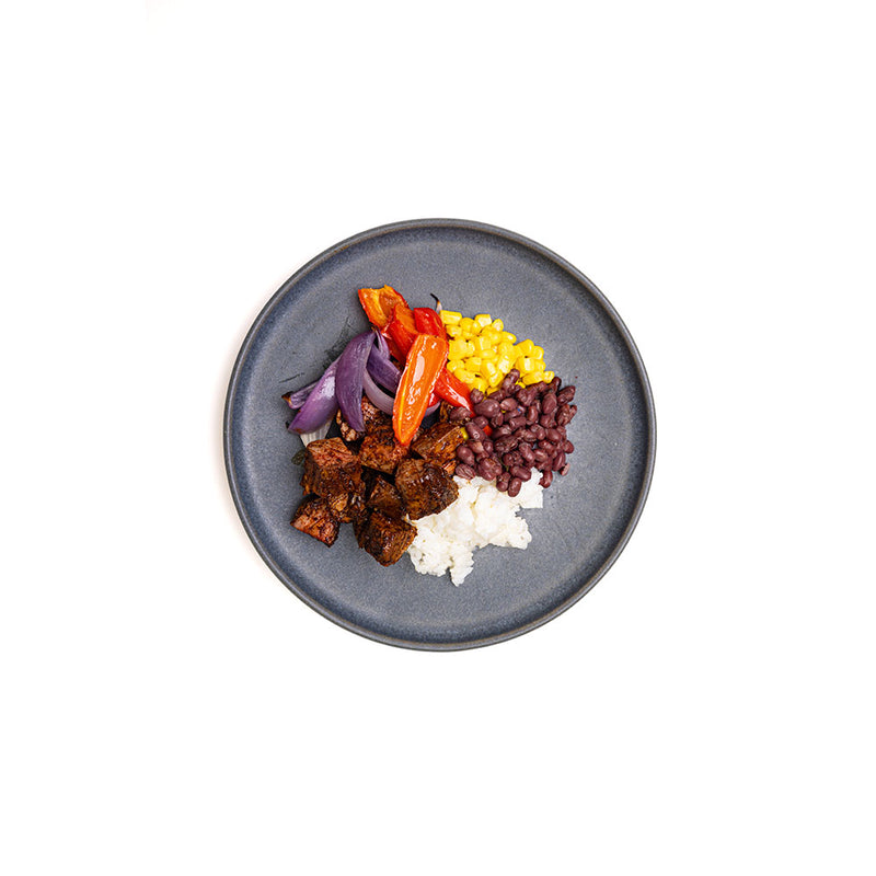 Ancho Chili Fajita Steak Plate with with Vibrant Veggies & Calrose Rice